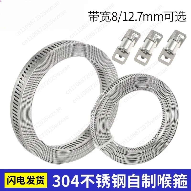 Hose Clamp Assorted - 304 ステンレス鋼ホースクランプ詰め合わせキット DIY カットトゥフィット 30M メタルストラップ
