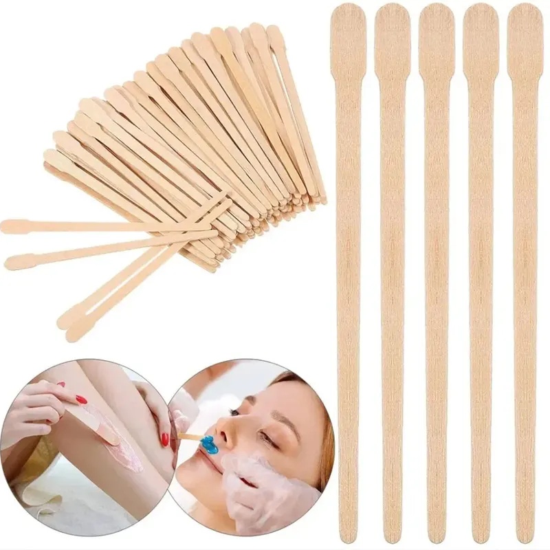 Wood Filler Stick - 女性木製脱毛スティック使い捨て脱毛スパチュラワックススティック木製顔眉毛ワックスがけスパチュラ美容ツール