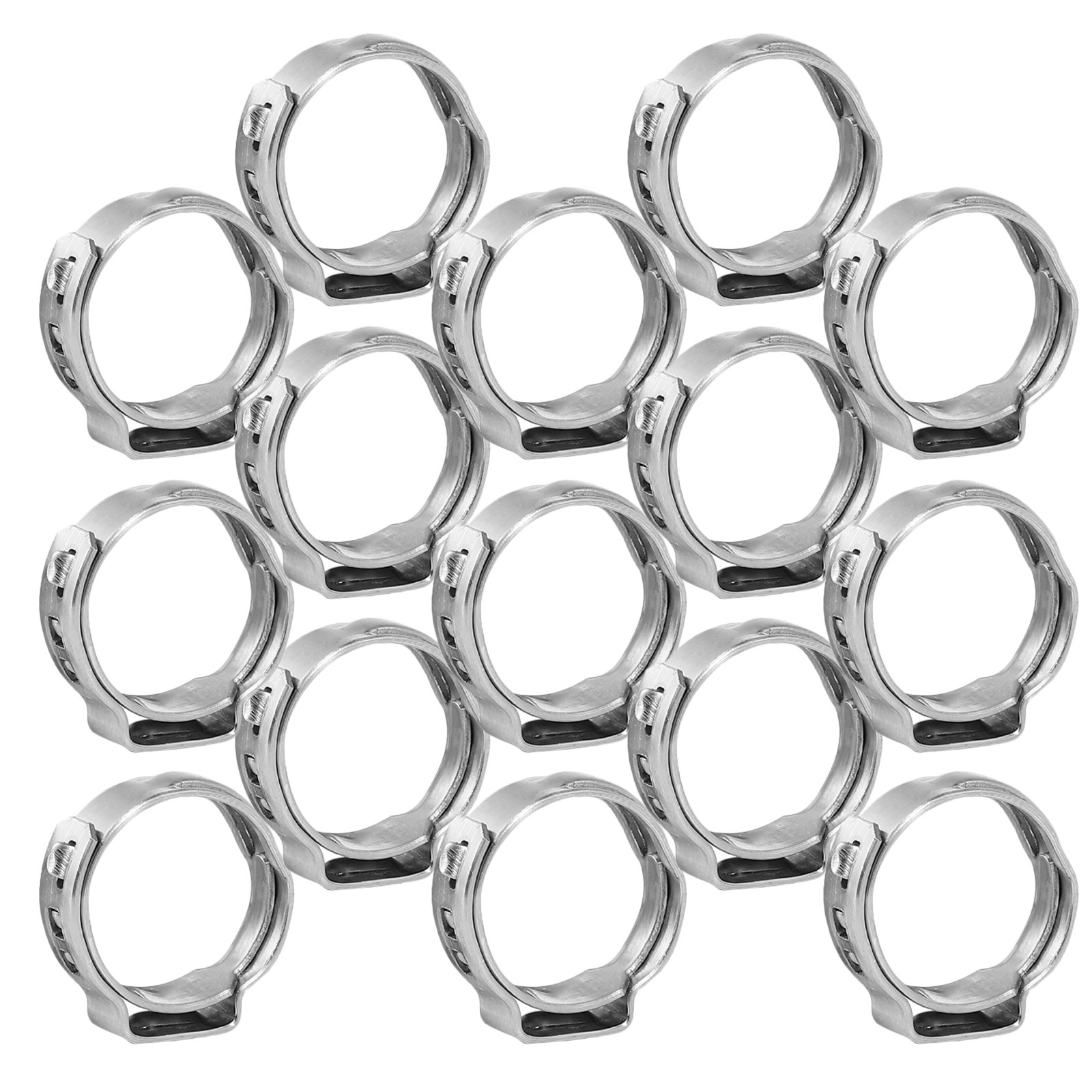Hose Clamp Assorted - 50個入り ステンレス製 シングルイヤークランプ詰め合わせ 17.8-21mm 調整可能なホースクランプ 自動車、船舶、工業用チューブ圧着用
