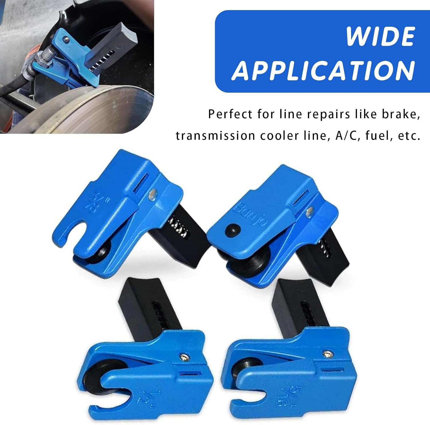 Hose Clamp Assorted - 4個入り 車用流体ラインストッパー 垂直オイルパイプクランプ バンジョーストッパー 流体ストッパーセット 燃料レールホース