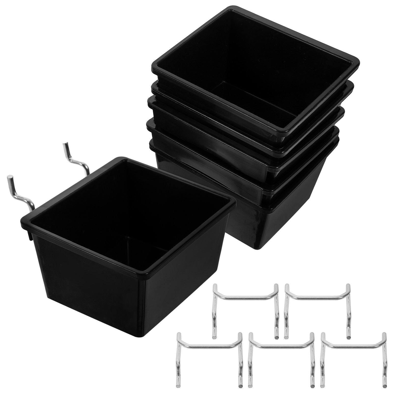 6個セット ペグボード用ビン プラスチック製収納バスケット  - Home Improvement Binford Tools のレビューと価格