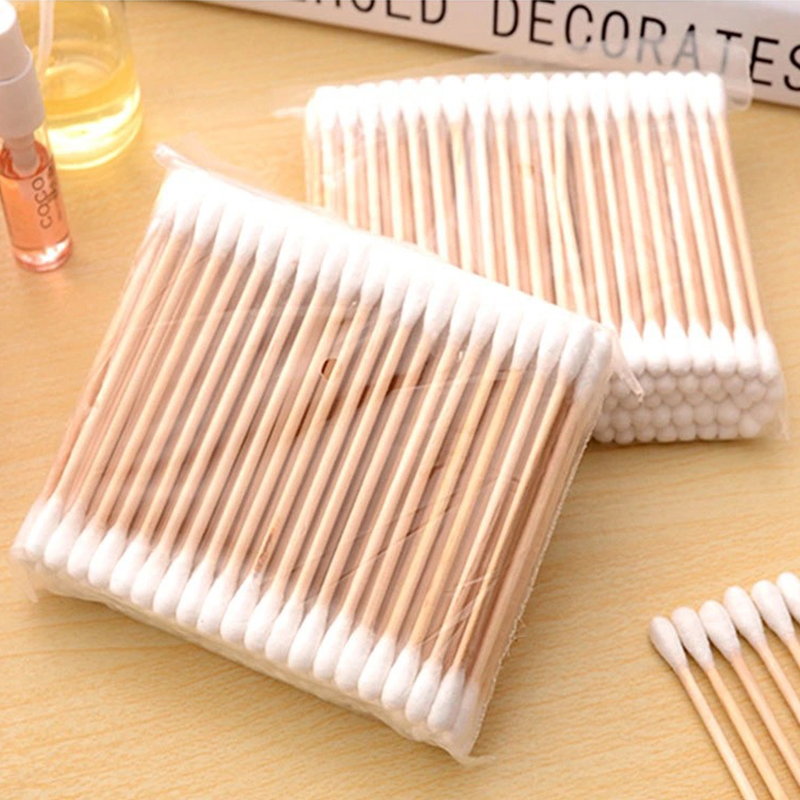 500 個ダブルヘッド木製綿棒鼻耳クリーニング女性メイクツー - Wood Filler Stick のレビューと価格