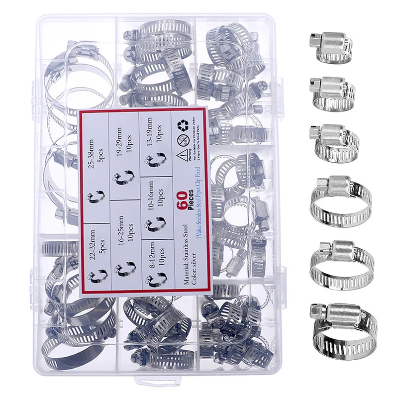 60個入り 燃料噴射ホースラインクランプ ステンレス製 調整 - Hose Clamp Assorted のレビューと価格