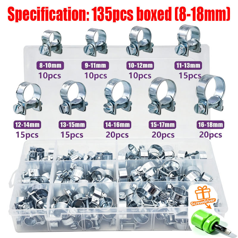 32/60/135個入り 7-18mm ミニクランプ 燃料噴 - Hose Clamp Assorted のレビューと価格