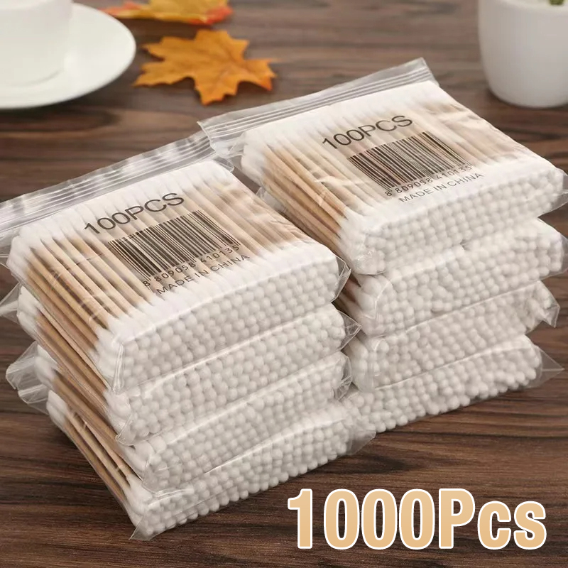500/1000 個ダブルヘッド綿棒女性メイク綿棒先端木製ス - Wood Filler Stick のレビューと価格